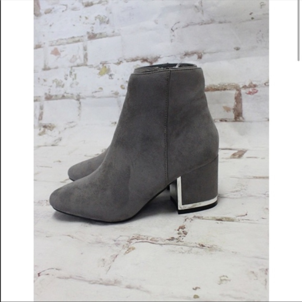Gray Metallic Healed Boots